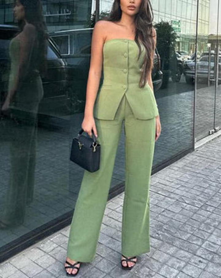 BRIA - Strapless Knäppt Tvådelat Set