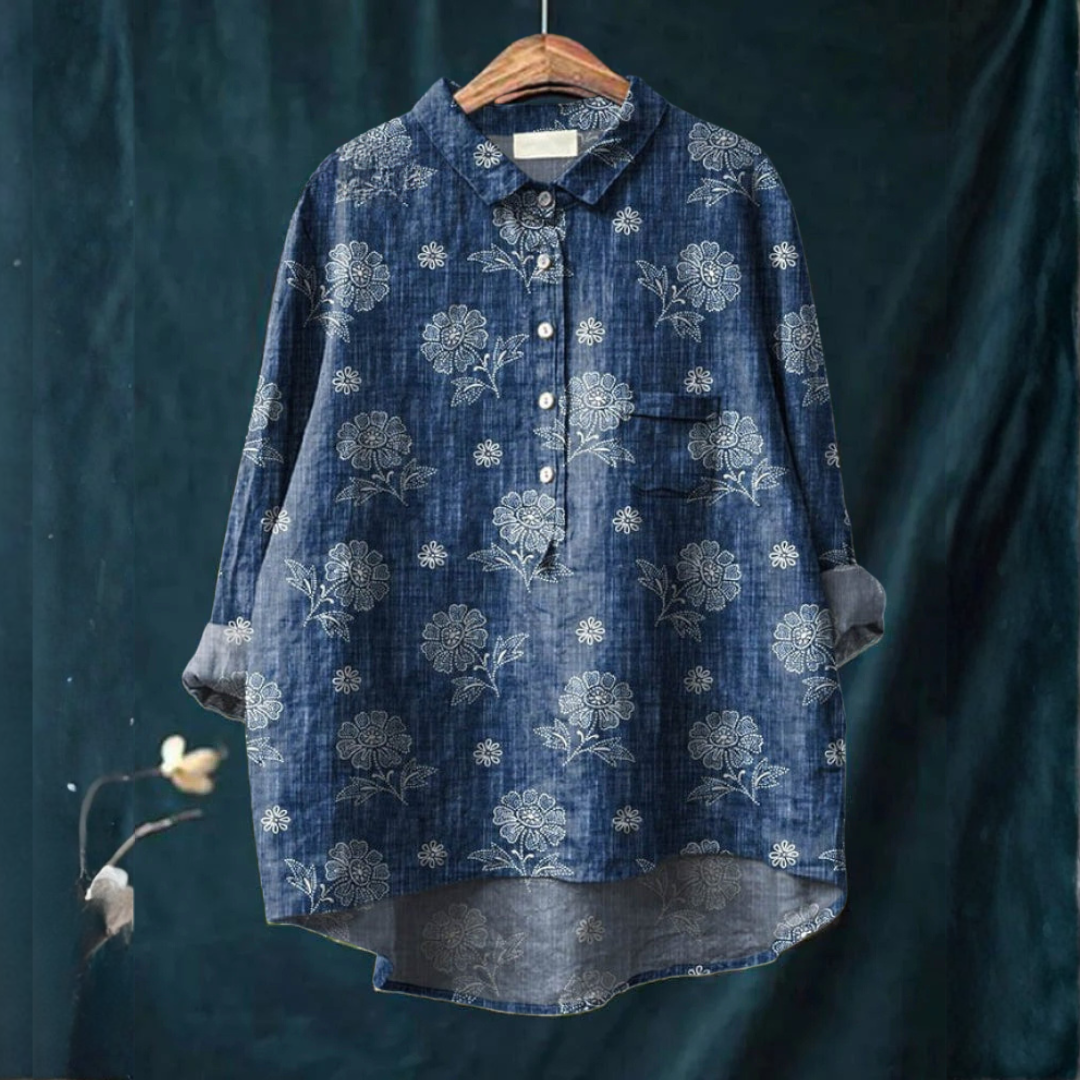 DELACROIX | Rosalie Elegant Mönstrad Blus