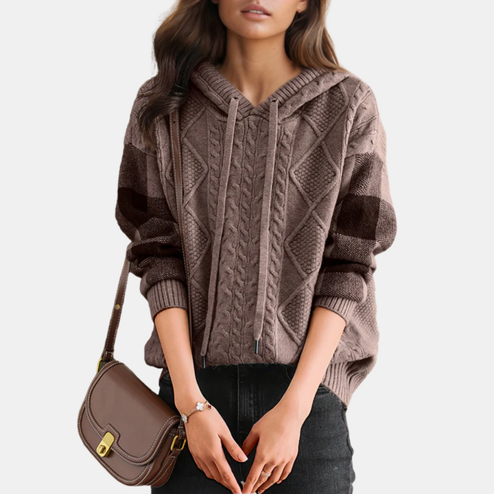 Aveline | Kabelstickad Hoodie Tröja