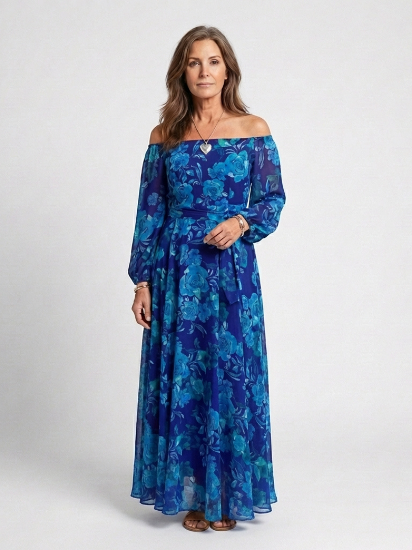 DELACROIX | Aspen Blommig Off-Shoulder Maxiklänning
