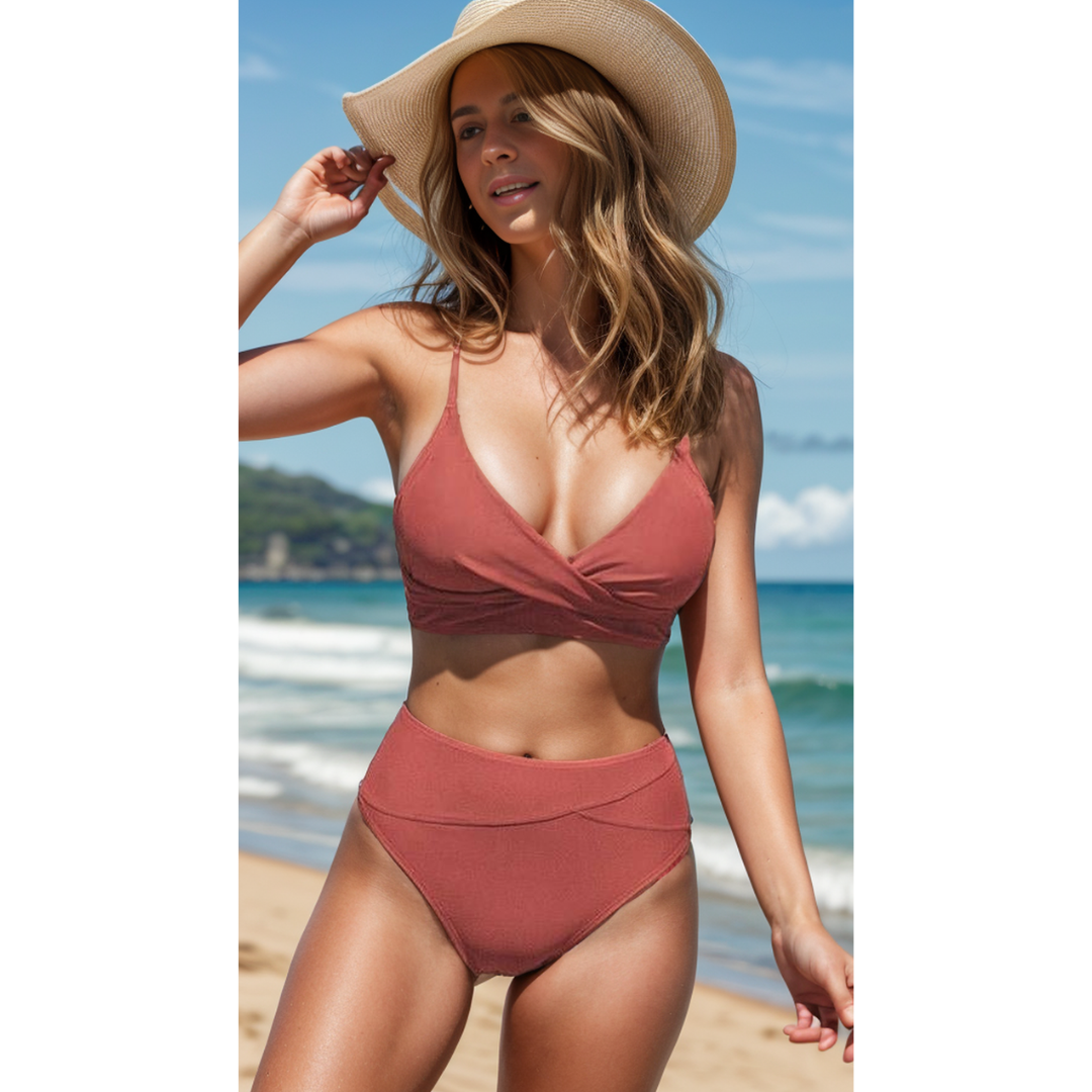Jodi | Höghöftad Bikini med Lekfull V-ringning