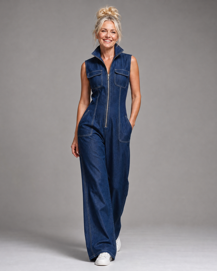 Samantha | Dragkedja Fram Ärmlös Denim Vida Ben Overall