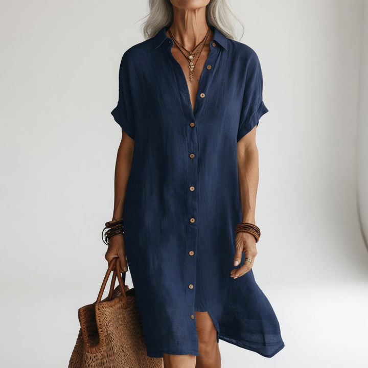 Timéa™ | Andningsbar Midi Skjortklänning Parisisk Elegans