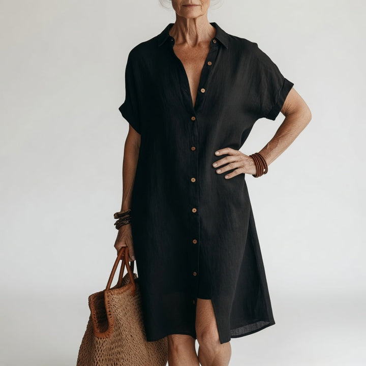 Timéa™ | Andningsbar Midi Skjortklänning Parisisk Elegans