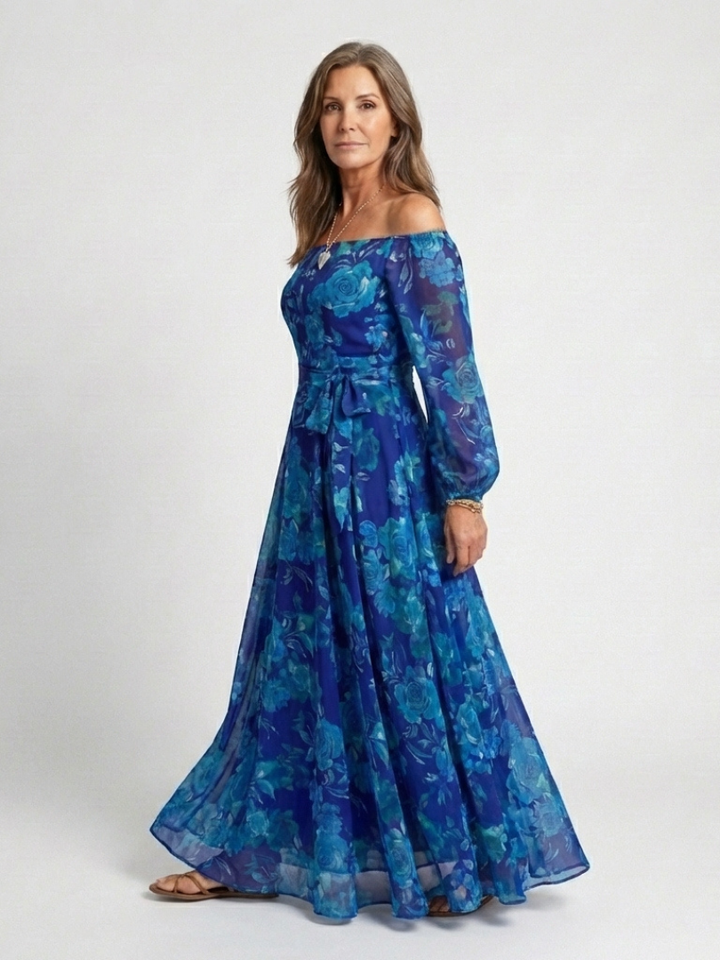DELACROIX | Aspen Blommig Off-Shoulder Maxiklänning