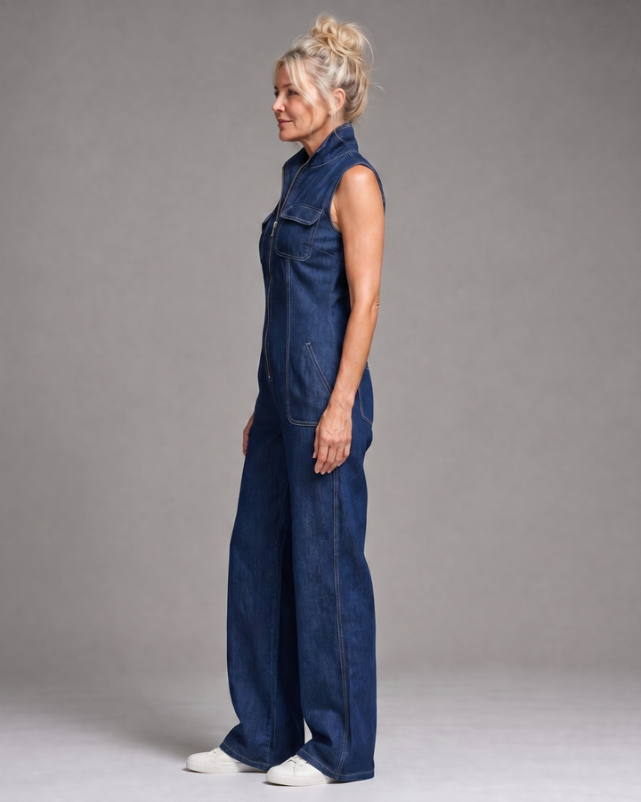Samantha | Dragkedja Fram Ärmlös Denim Vida Ben Overall