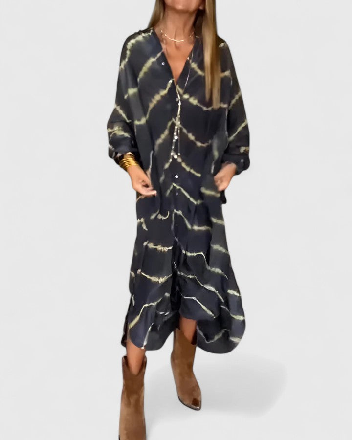 Amelie™ | Elegant Boho Randig Maxiklänning