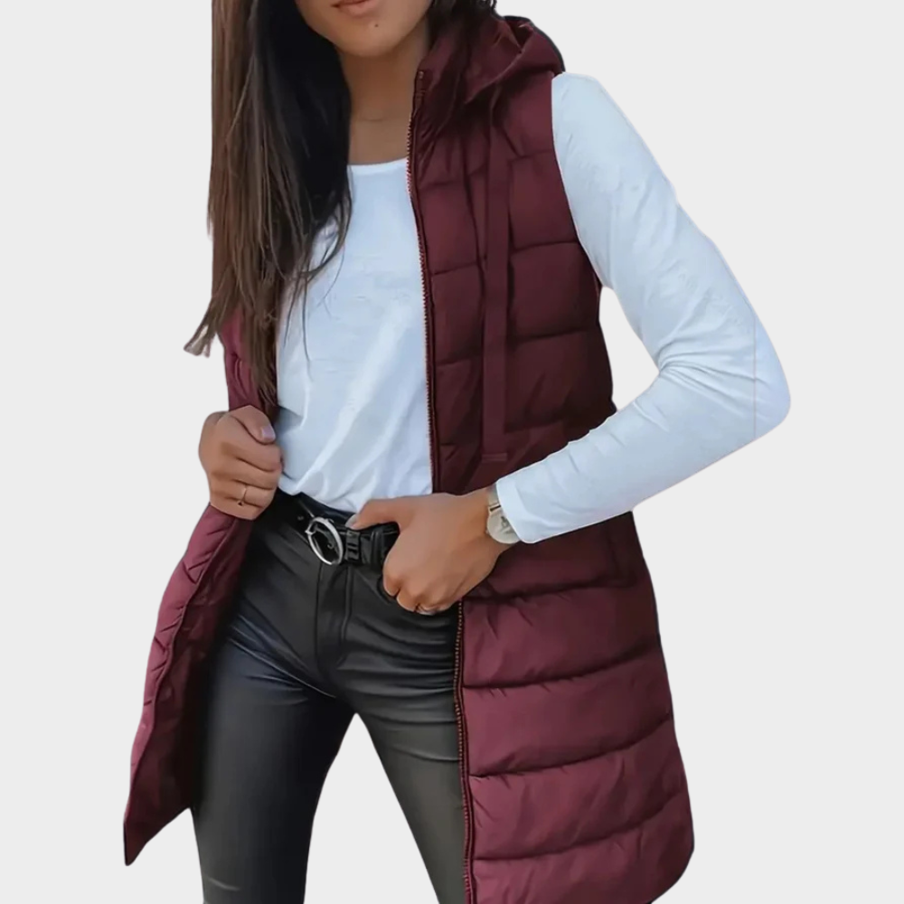 Sienna | Ärmlös Huva Lång Puffer Väst