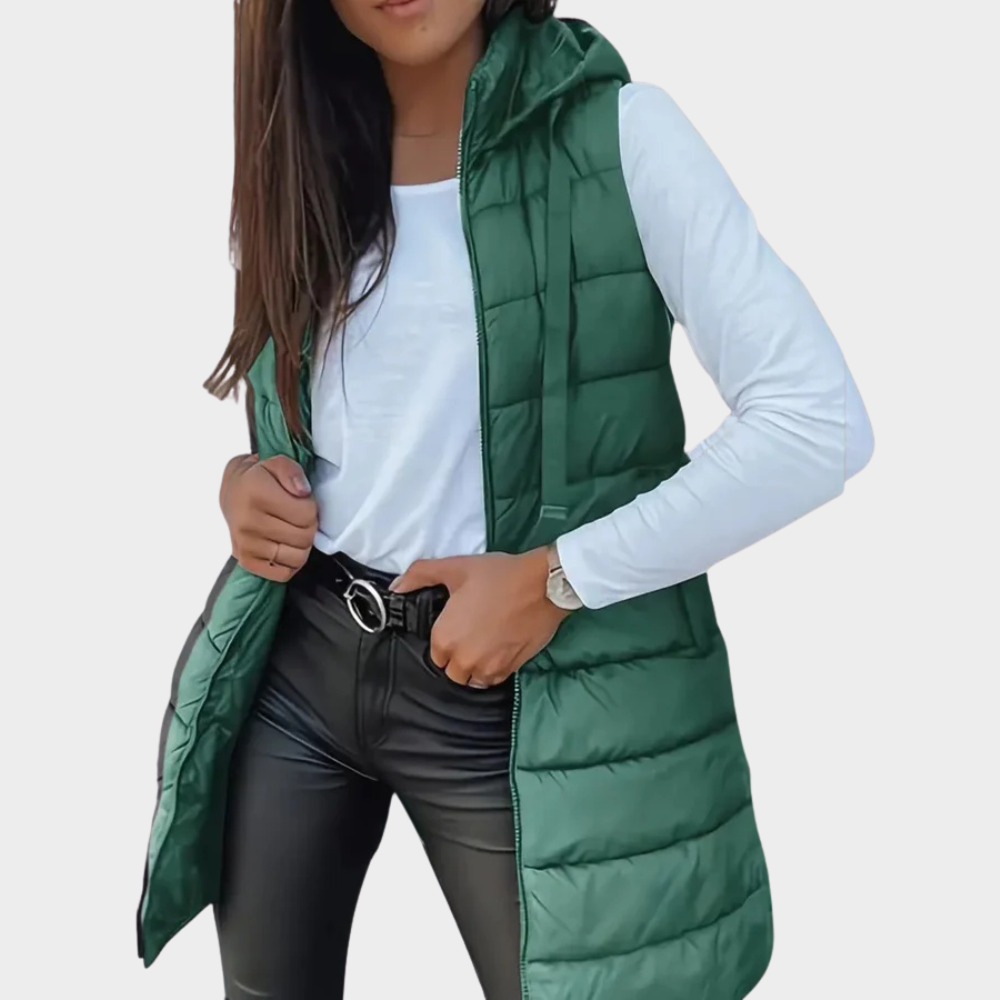 Sienna | Ärmlös Huva Lång Puffer Väst