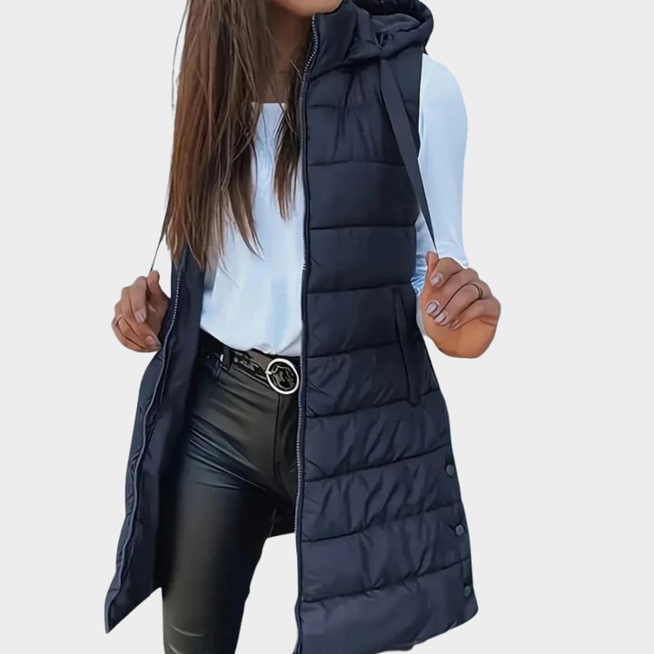Sienna | Ärmlös Huva Lång Puffer Väst