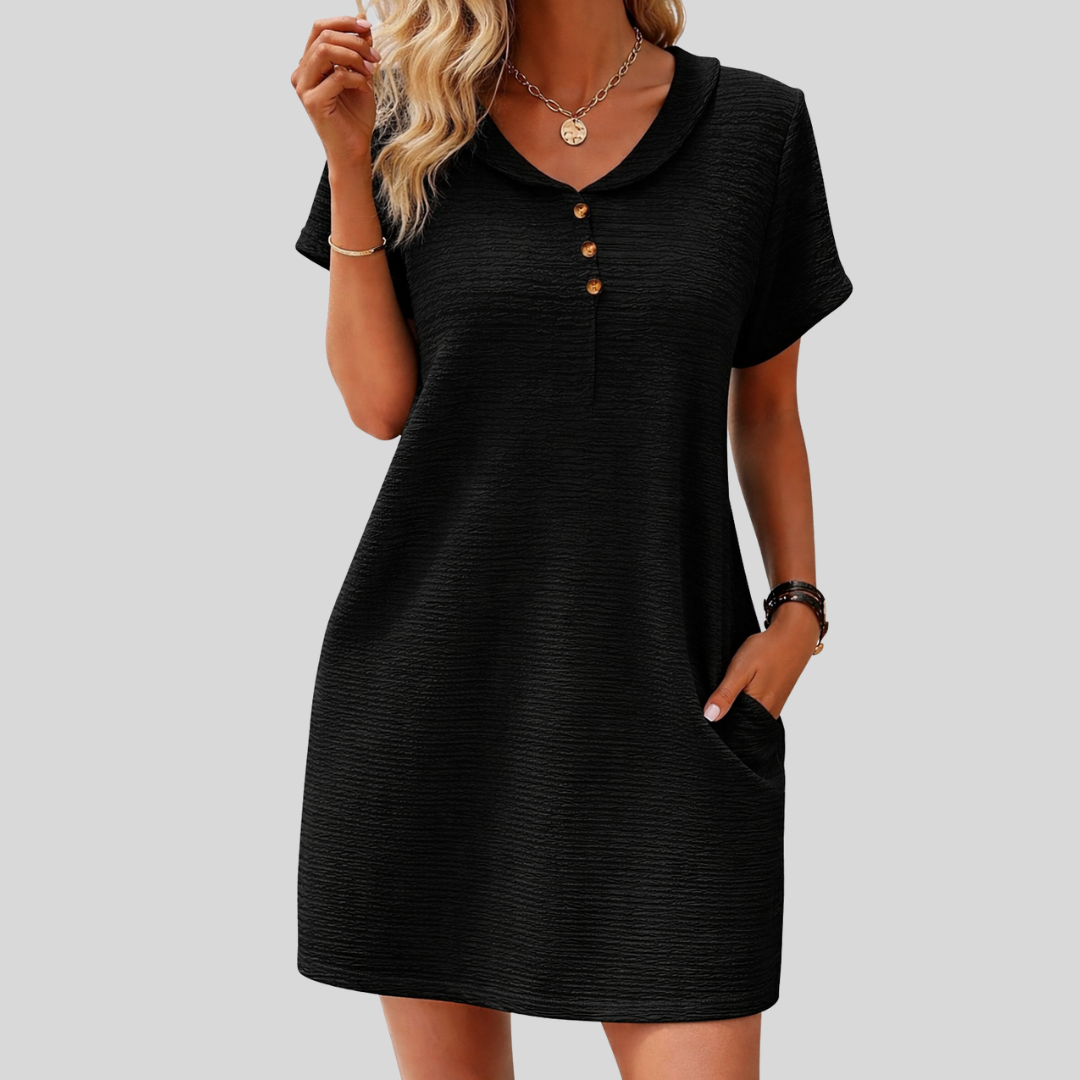 Luna™ | Elegant topp med dekorativa knappar och rund halsringning