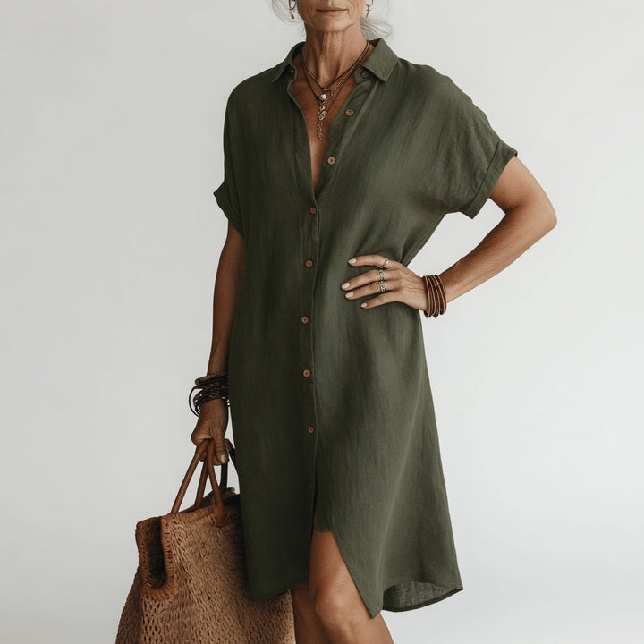Timéa™ | Andningsbar Midi Skjortklänning Parisisk Elegans