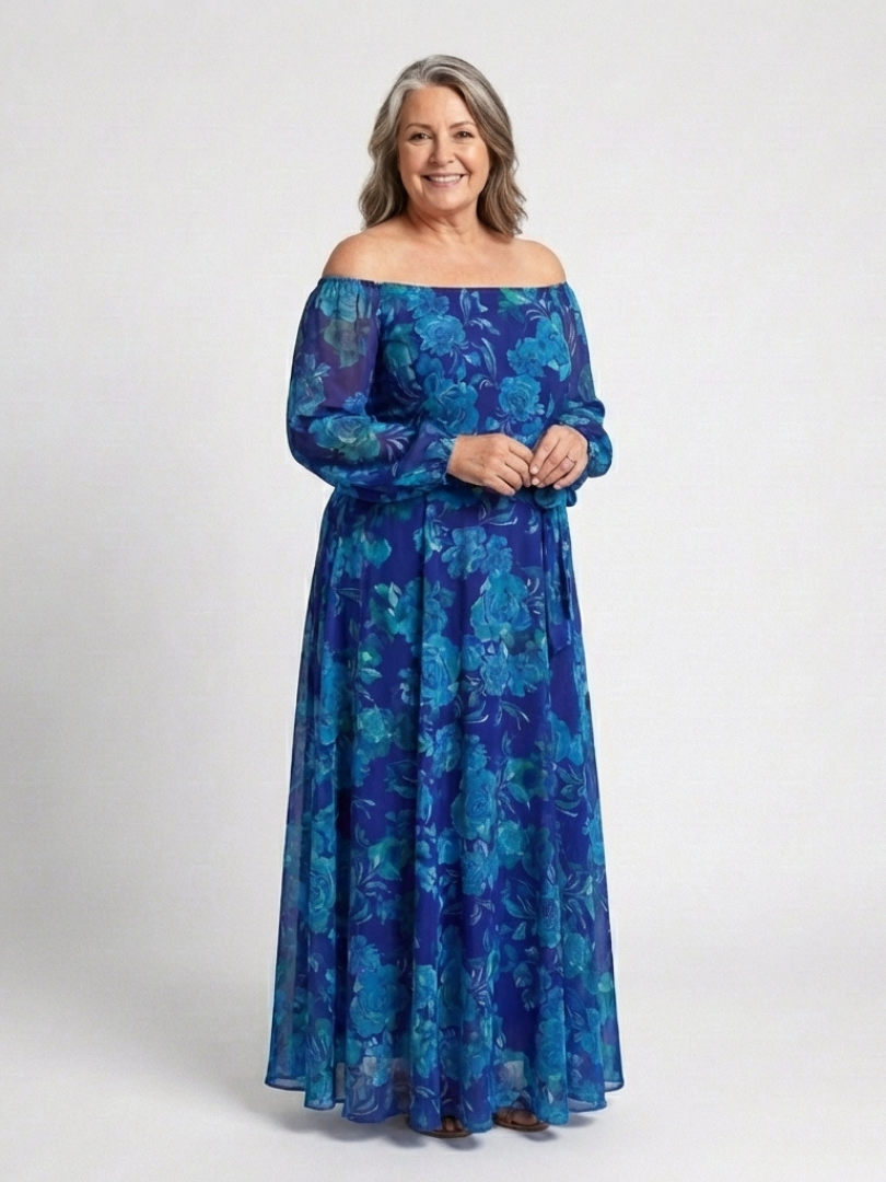 DELACROIX | Aspen Blommig Off-Shoulder Maxiklänning