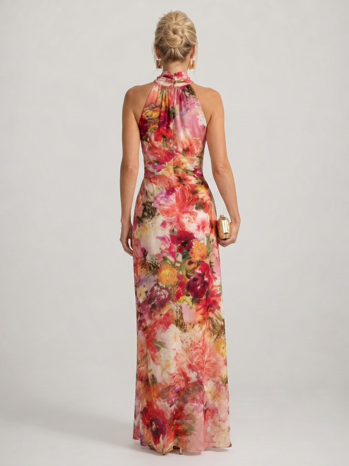 Elisabetta | Halterneck Blomtryck Maxiklänning