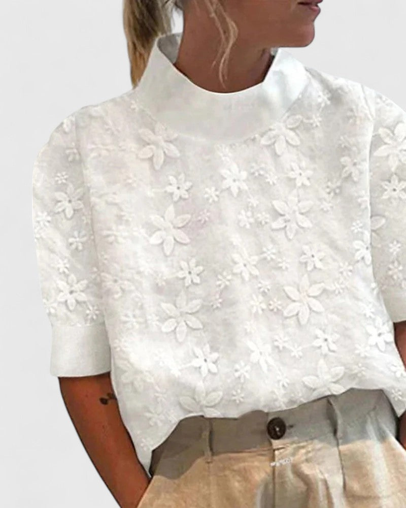 Sonelita™ | Elegant Blus med Stånkrage