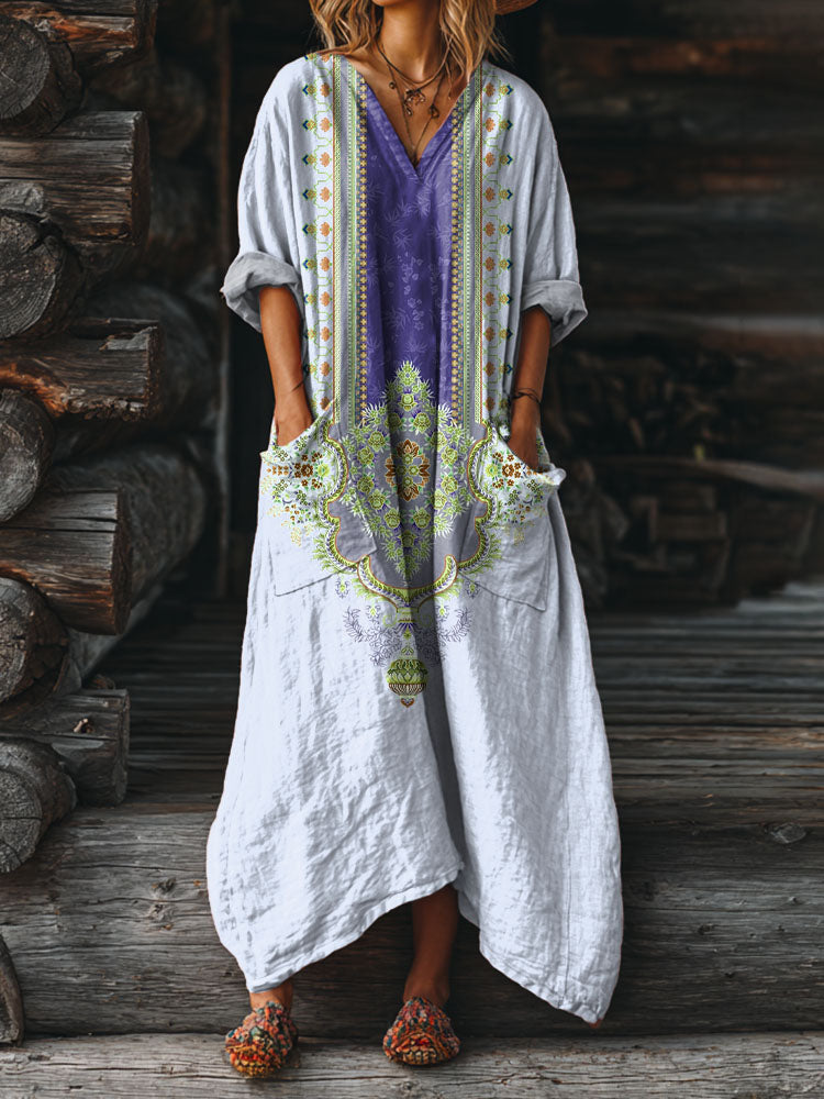 Ophira | Vintage Boho Klänning med Fickor