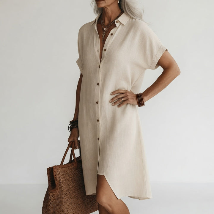 Timéa™ | Andningsbar Midi Skjortklänning Parisisk Elegans