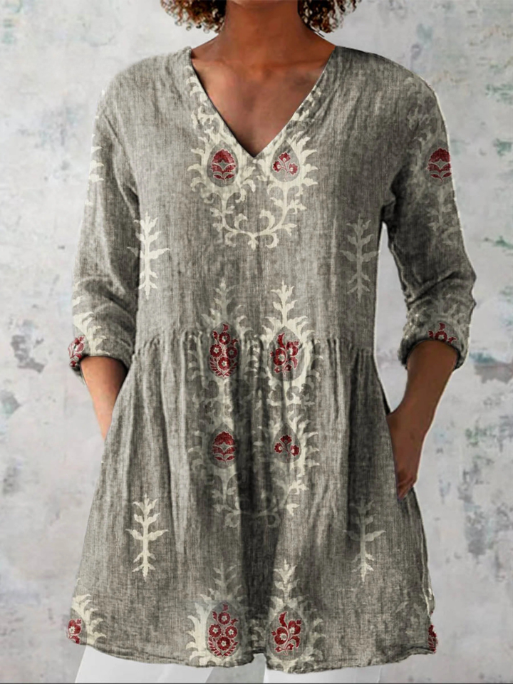 Elise | Lång Blus med V-Ringning