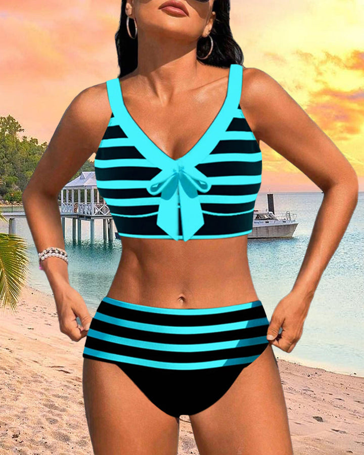 Martina™ | Randig Bikini med Hög Midja