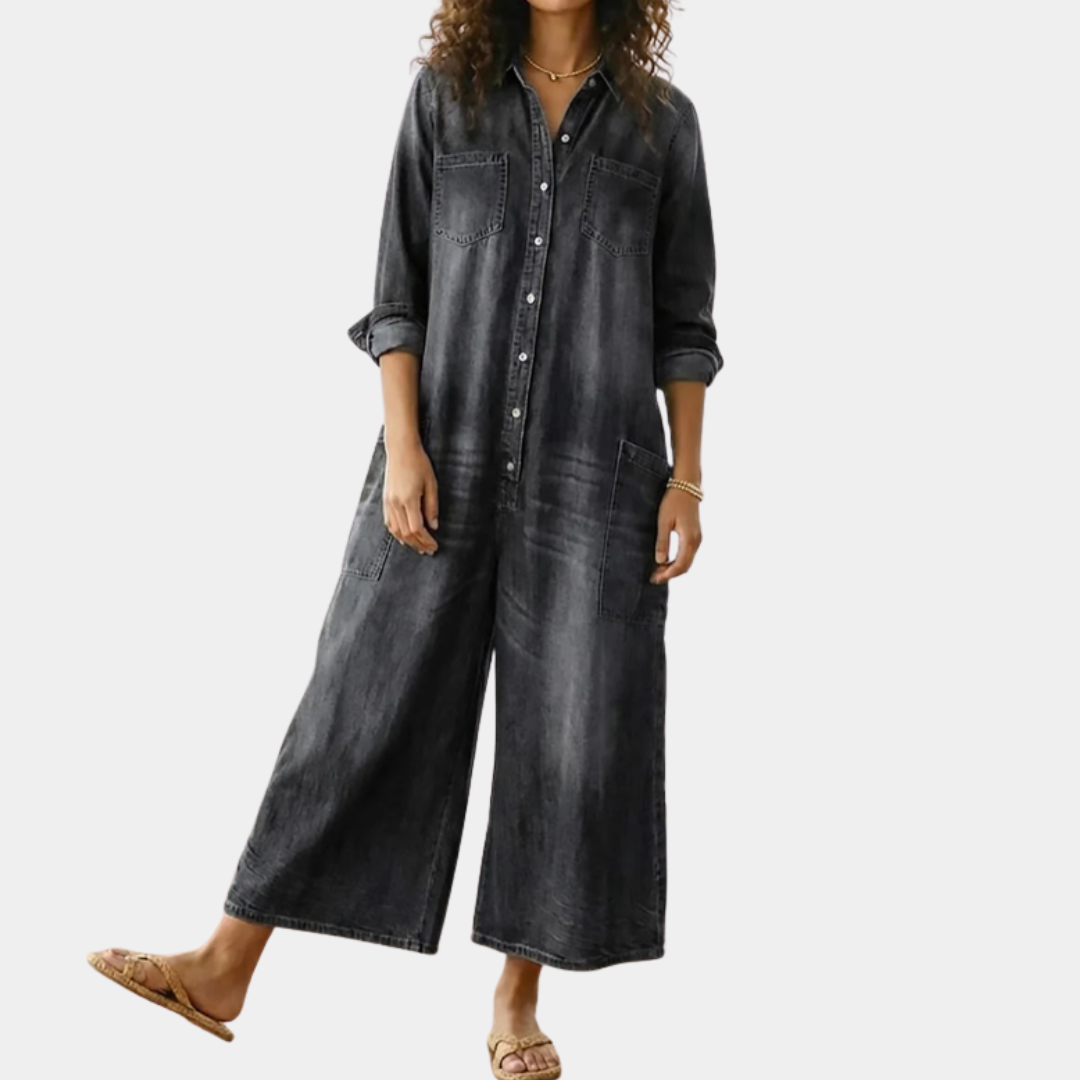 Saylor – Vintage Tvättad Mjuk Denim Overall med Knappstängning