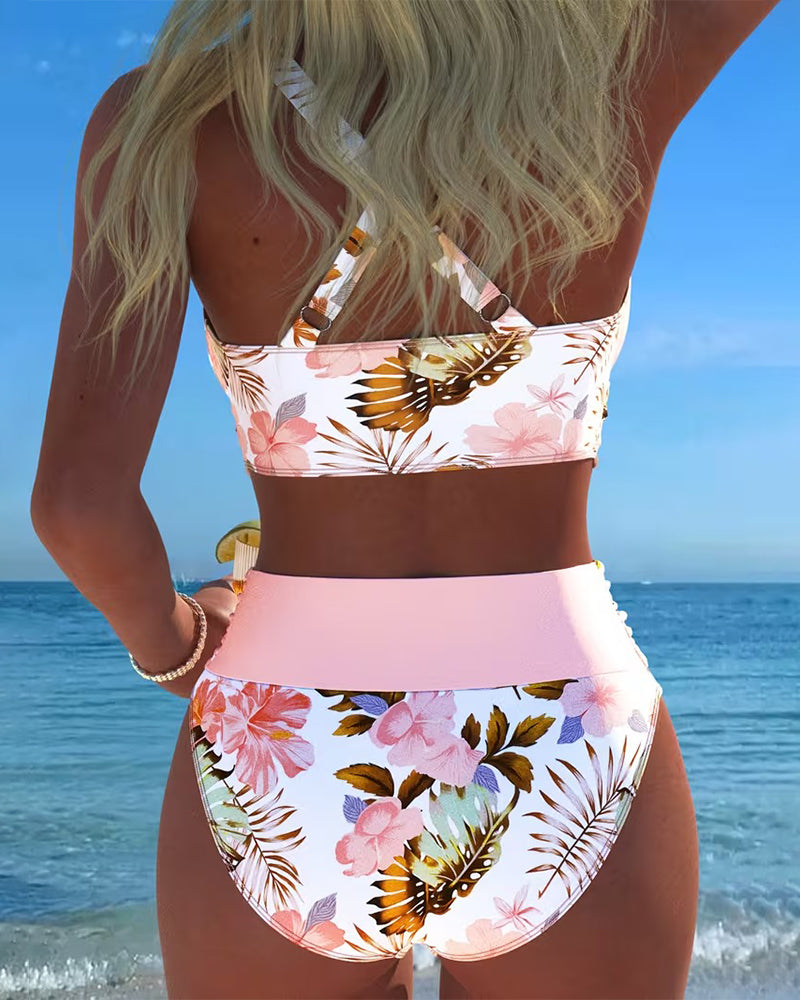 Jolina | Blomster Kontrast Delad Bikini