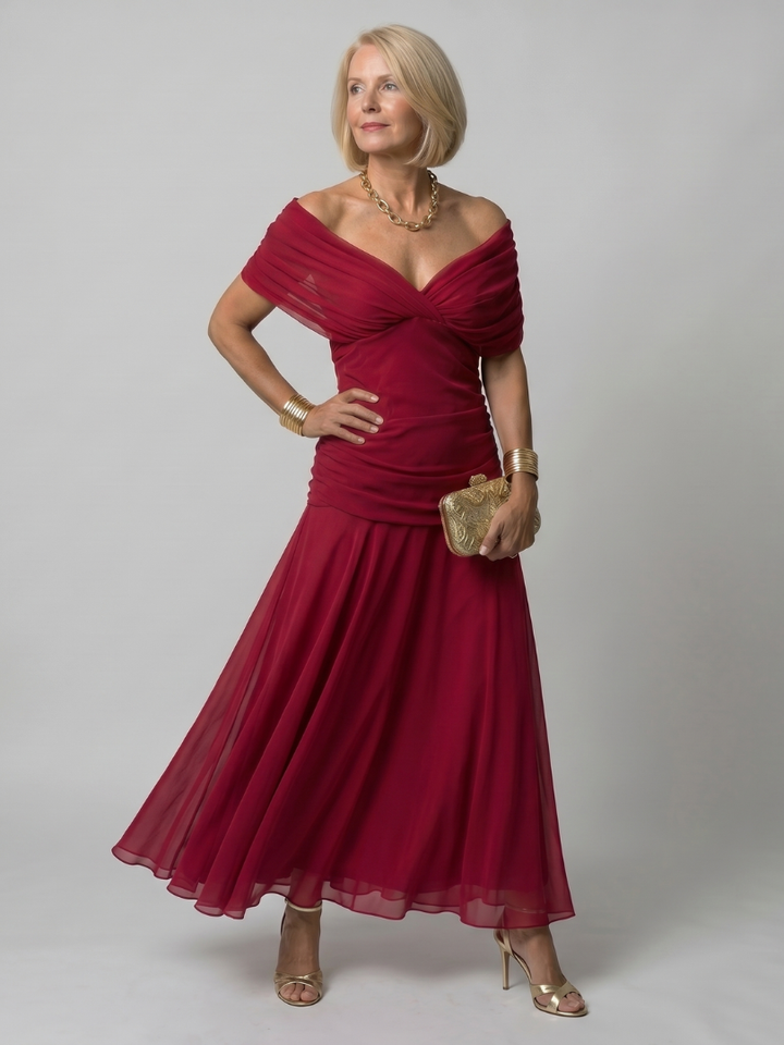 Calen | Off Shoulder Flödande Midiklänning