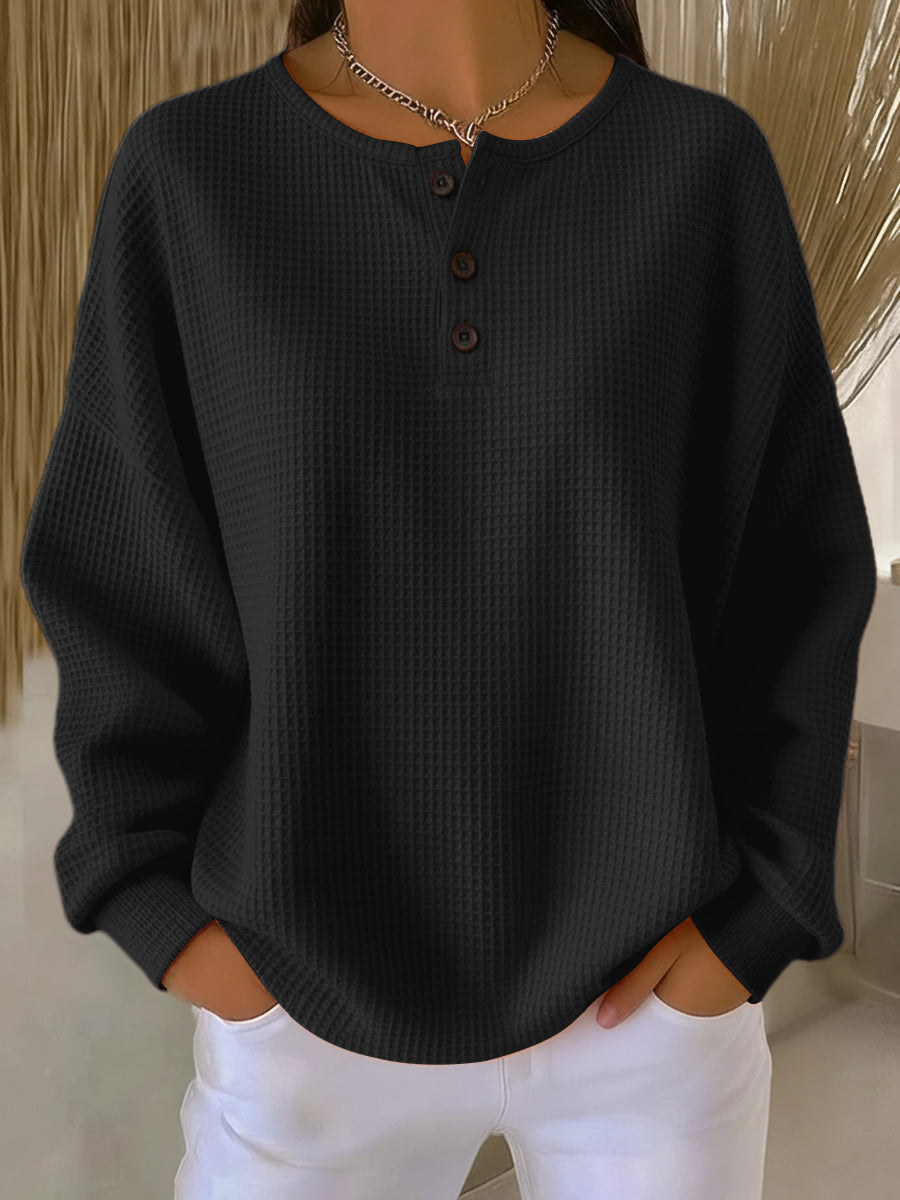 Mirabel | Bekväm Henley-sweatshirt med Våffelmönster