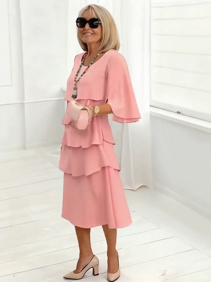 Charlotte™ | Elegant Delad-Ärm Midiklänning