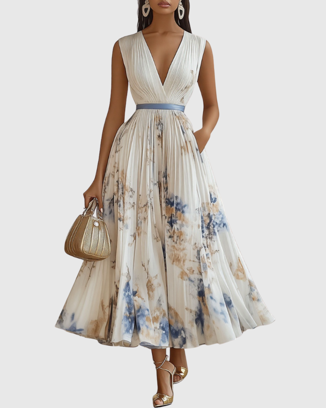 Rowella | Elegant Plisserad Maxiklänning
