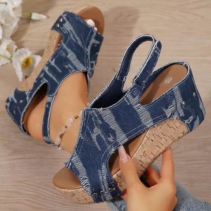 Deni | Klacksandaler i Kork och Denim