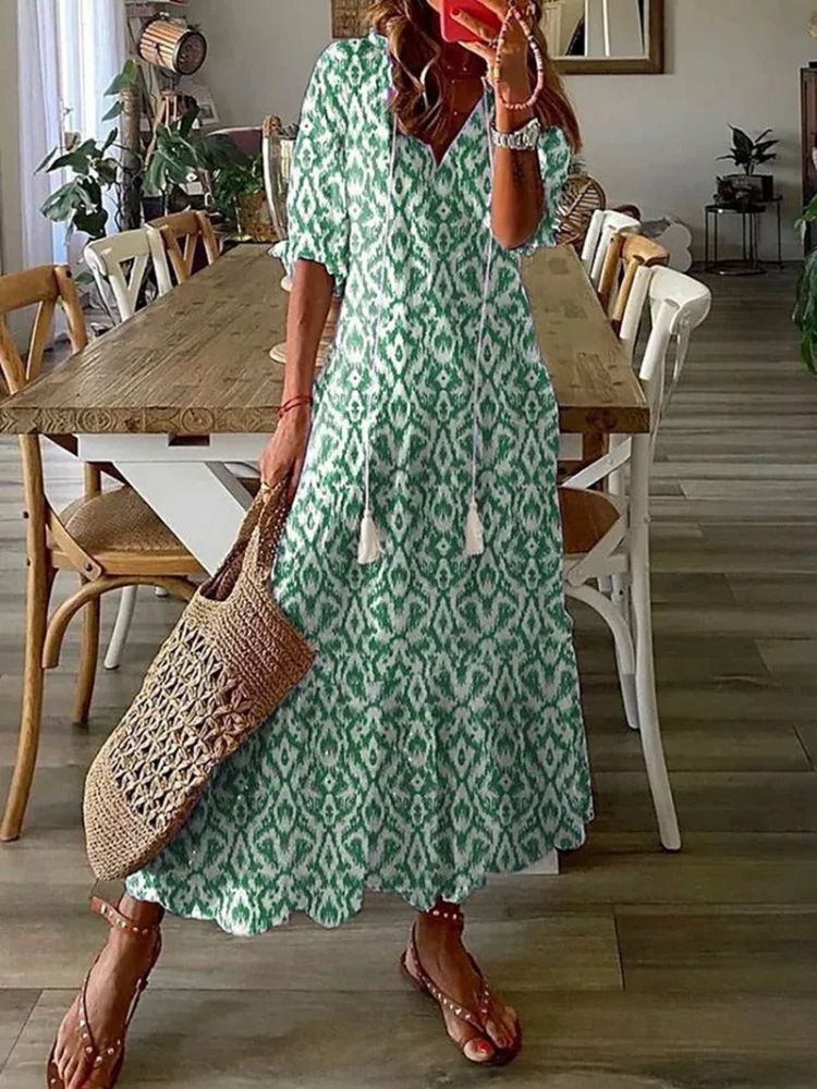 Élodie™ | Elegant Sammetslik Blomster Maxiklänning