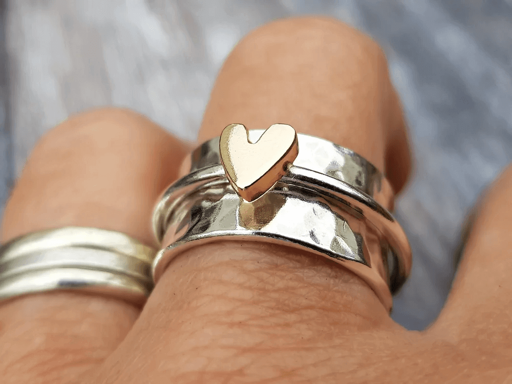 MINDY | SILVER GULDEN HJÄRTRING