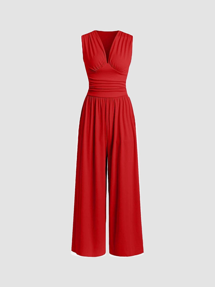 Charity – Elegant Ärmlös Overall med Vida Ben