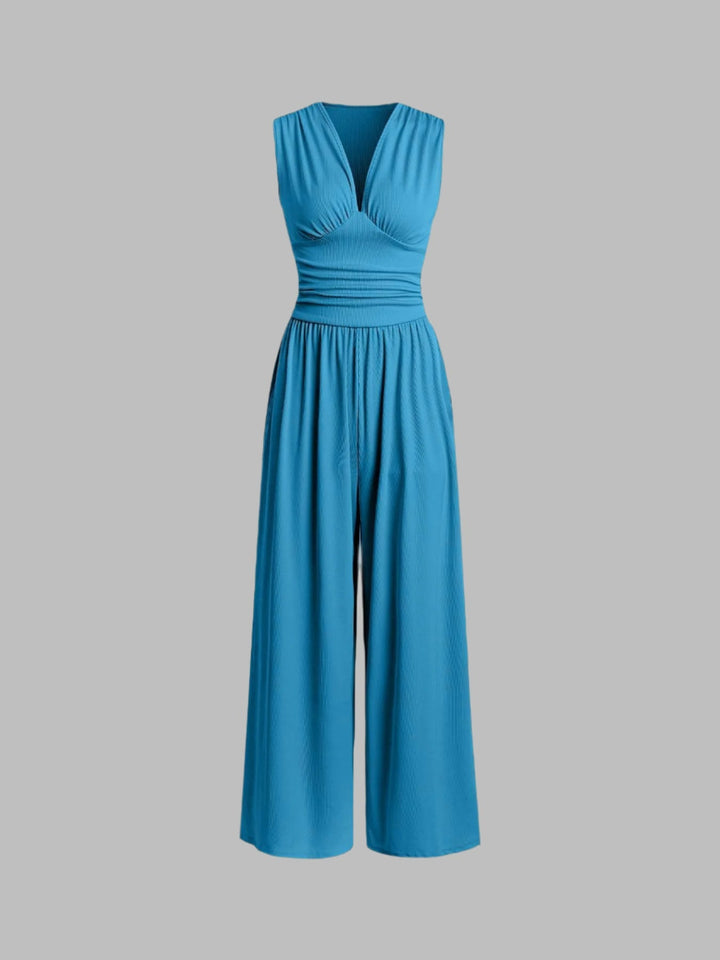 Charity – Chic ärmlös jumpsuit med vida ben