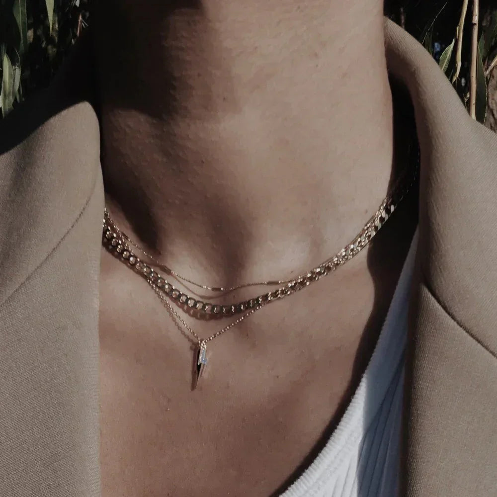 Vintage Flat Link Gold Curb Chain Necklace