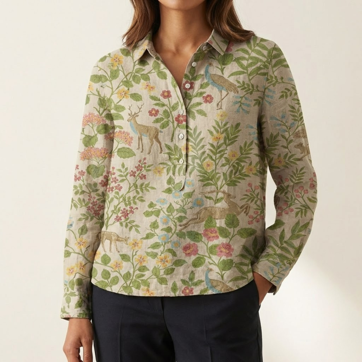 DELACROIX | Béatrice Elegant Mönstrad Blus