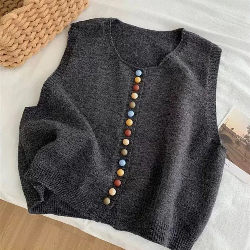 MARIBEL | FÄRG-KNAPP STRICKVÄST