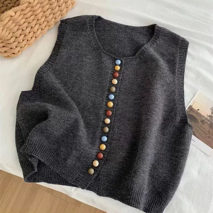 MARIBEL | FÄRG-KNAPP STRICKVÄST