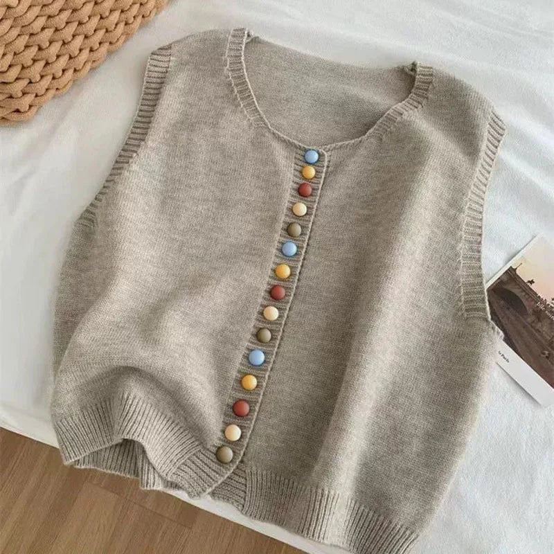 MARIBEL | FÄRG-KNAPP STRICKVÄST