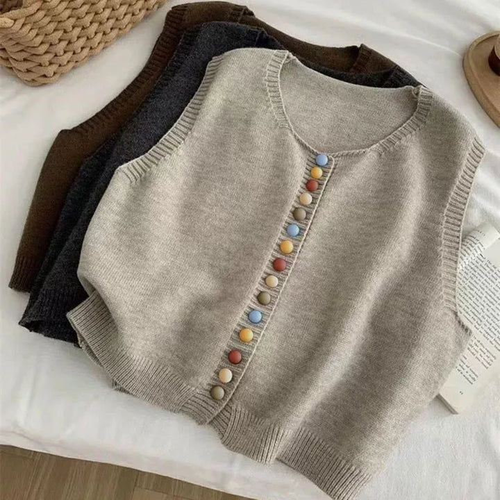 MARIBEL | FÄRG-KNAPP STRICKVÄST