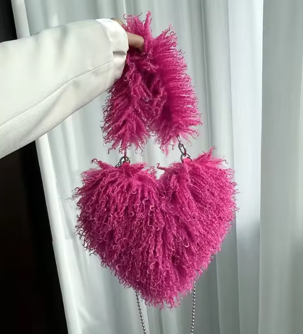 Felize | Hjärtformad Plysch Crossbody-väska