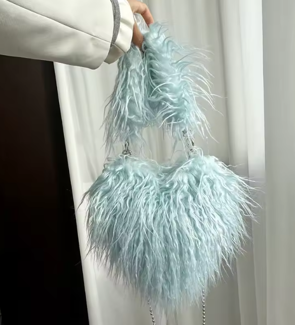 Felize | Hjärtformad Plysch Crossbody-väska