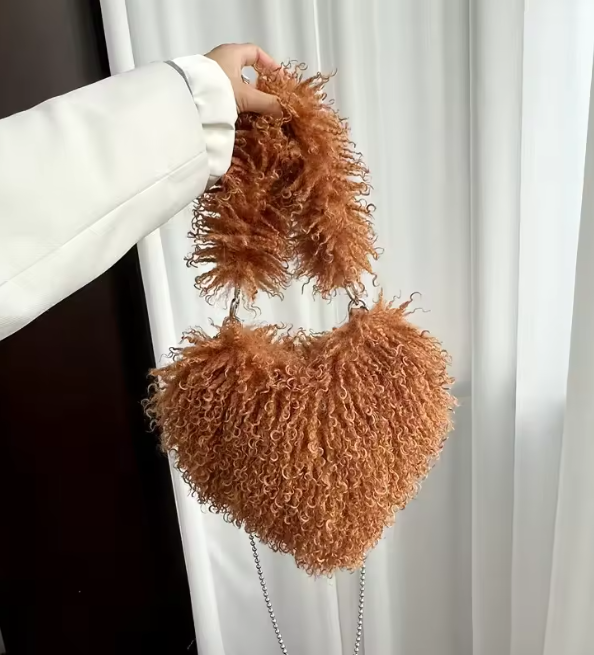Felize | Hjärtformad Plysch Crossbody-väska