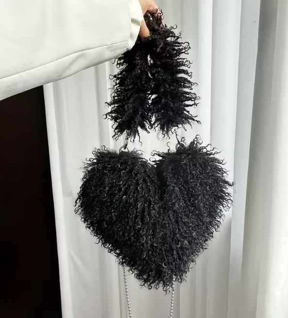 Felize | Hjärtformad Plysch Crossbody-väska