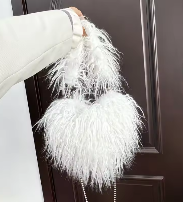 Felize | Hjärtformad Plysch Crossbody-väska
