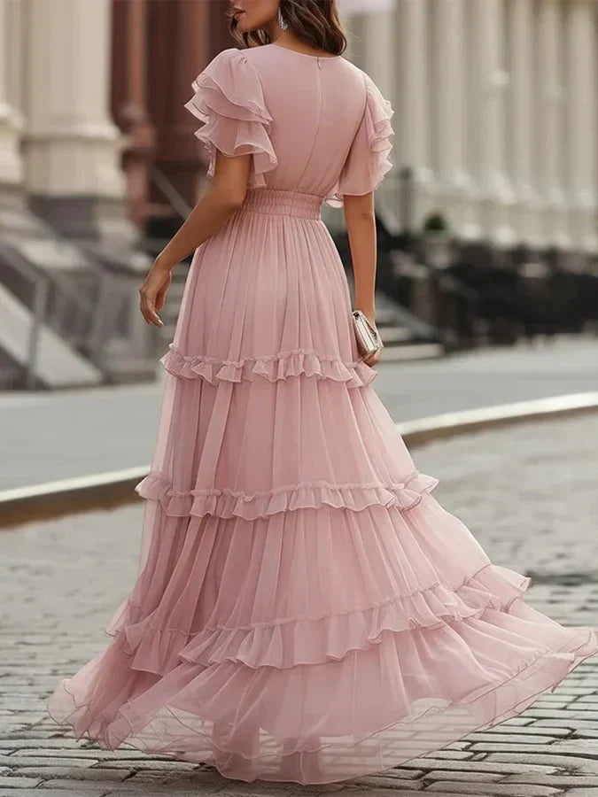 Zoe | Ljusrosa Elegant Bröllops Maxiklänning