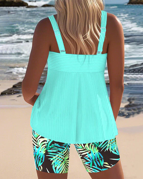 Daphne | Ljus Ribbad Tankini Shorts