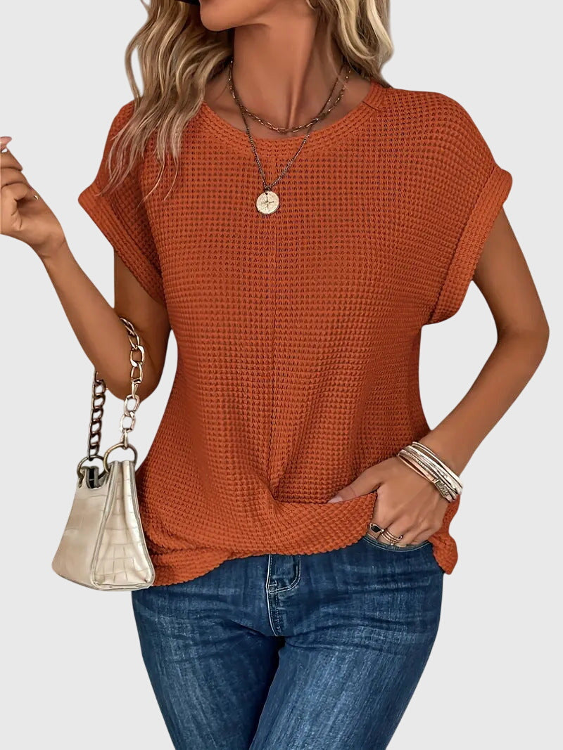 Isa™ | Elegant Blus med Rund Halsringning