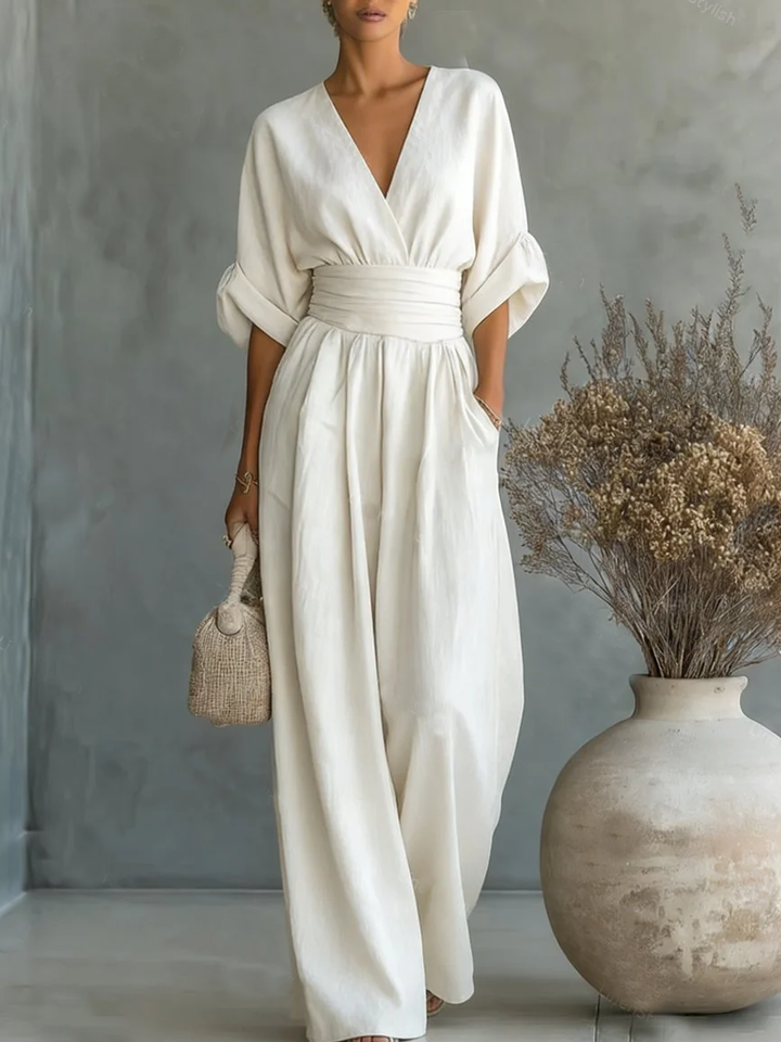Elegant V-Ringning Hög Midja Overall