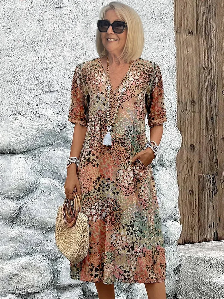 Roxanne™ | Livfull Blomster Omlott Midiklänning